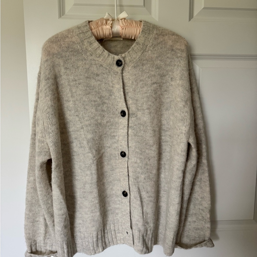 Everlane Oatmeal Button-Up Cardigan